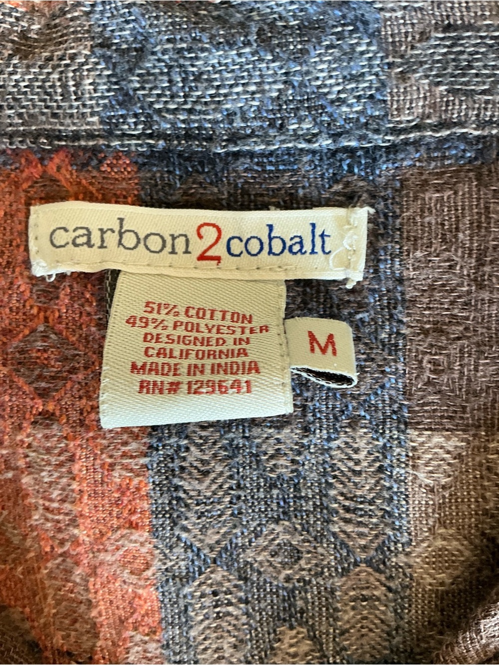 Carbon 2 Cobalt Men's Size Medium Plaid Button Down Shirt Long Sleeve Cotton - Picture 7 of 11